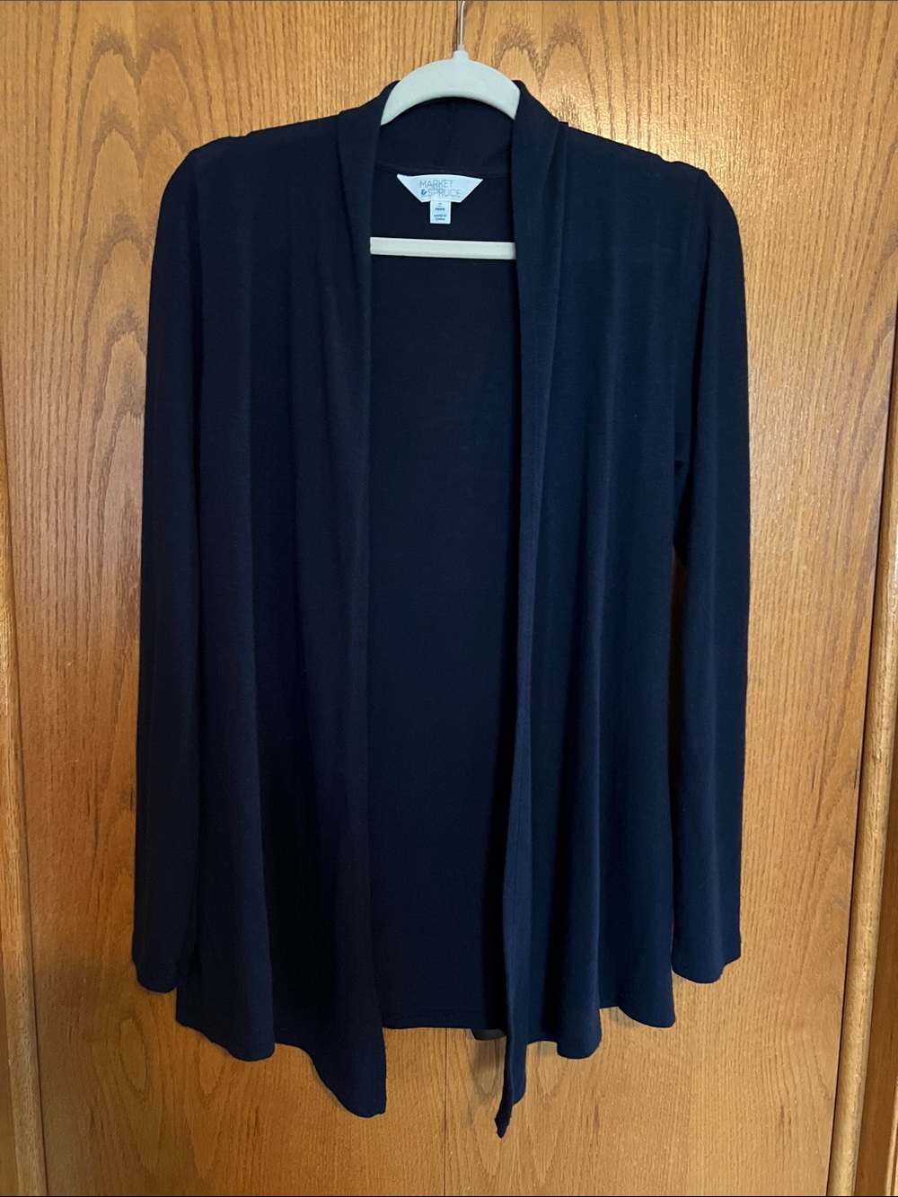 Market & Spruce Draped Open-Front Cardigan - Navy Blue